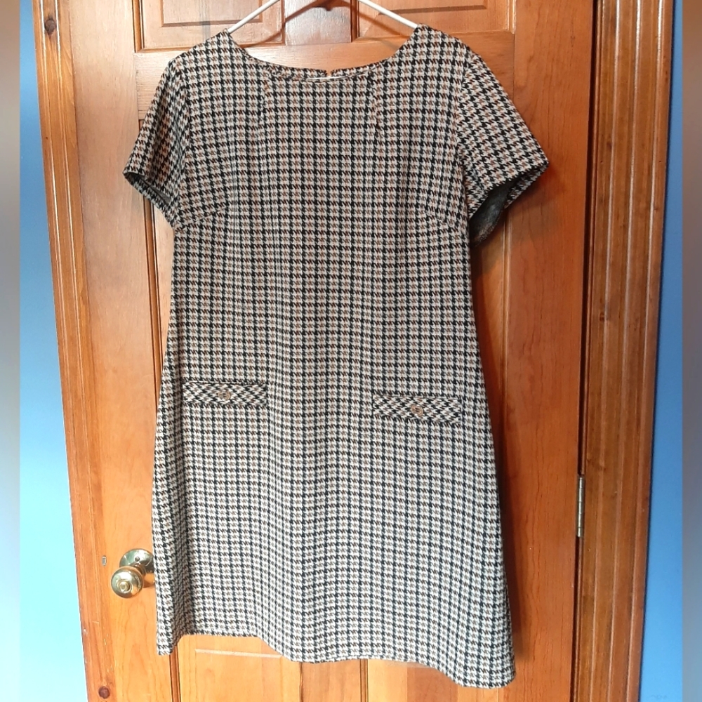 Tommy Hilfiger Short-sleeve Houndstooth Mini Dress - Size 16